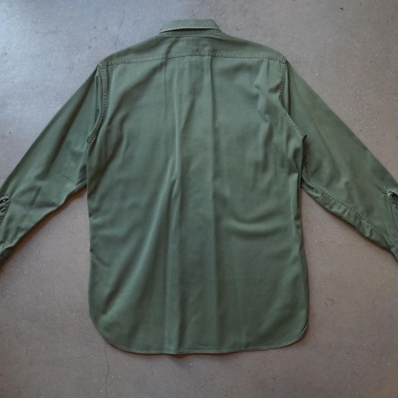 Vintage 1950s Headlight Army Green Twill Shirt Workwear Union Made Sanforized - Picture 8 of 8